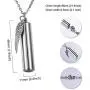HooAMI Angel Wing Charm & Cylinder Memorial Urn Necklace Stainless Steel Cremation Jewelry