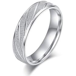 Unisex Comfort Fit Sterling Silver 5mm Sandblasted Finish Ring Patterned Wedding Band