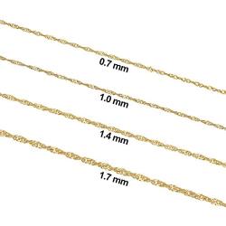 Kooljewelry 14k Yellow Gold Singapore Chain Necklace (0.7 mm, 1 mm, 1.4 mm, 1.7 mm)
