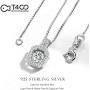 T400 925 Sterling Silver Pendant Necklace with Dancing Diamond Stone Cubic Zirconia Gift for Women