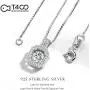 T400 925 Sterling Silver Pendant Necklace with Dancing Diamond Stone Cubic Zirconia Gift for Women T400 925 Sterling Silver Pendant Necklace with Dancing Diamond Stone Cubic Zirconia Gift for Women