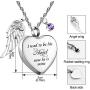 Dletay Heart Cremation Necklace for Ashes Angel Wing Urn Necklace with 12 PCS Birthstones-I Used to be His Angel, Now He/She is Mine