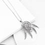 Dream Catcher Necklace for Women, Owl Sterling Silver Pendant with Feather and Cubic Zirconia, Oxidized Technology Special Effect - Lucky Amulet Jewelry Gift Ideas