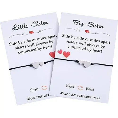 DESIMTION Big Sister Little Sister Bracelets Set of 2 Heart Charm Sister Matching Bracelet Jewelry Gift for Big Sister Lil Sister Women Girls DESIMTION Big Sister Little Sister Bracelets Set of 2 Heart Charm Sister Matching Bracelet Jewelry Gift for Big Sister Lil Sister Women Girls