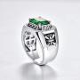 Merthus Mens Vintage Jewelry Synthetic Black Spinel CZ Halo 925 Sterling Silver Wedding Band Ring
