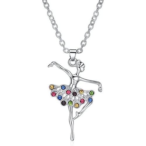 ELOI Ballerina Recital Gifts Multicolor Ballet Dance Necklace Necklaces for Teen Girls Jewelry 16 Inch