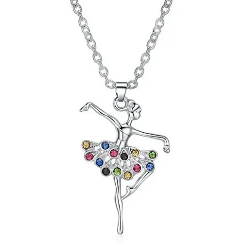 ELOI Ballerina Recital Gifts Multicolor Ballet Dance Necklace Necklaces for Teen Girls Jewelry 16 Inch
