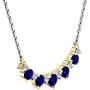 Dazzlingrock Collection 10K Gold Round Blue Sapphire & White Diamond Ladies Necklace (Silver Chain Included)