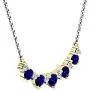 Dazzlingrock Collection 10K Gold Round Blue Sapphire & White Diamond Ladies Necklace (Silver Chain Included)