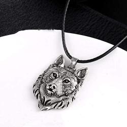 Mson Nordic Pendant Necklace Viking Wolf Head Necklace Punk Jewelry Wolf Head Hip Hop Charm