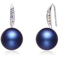 Esottia Drop Earrings Made with Crystal Pearls from Swarovski, Gifts for Women, Multi Color, Silver-Tone