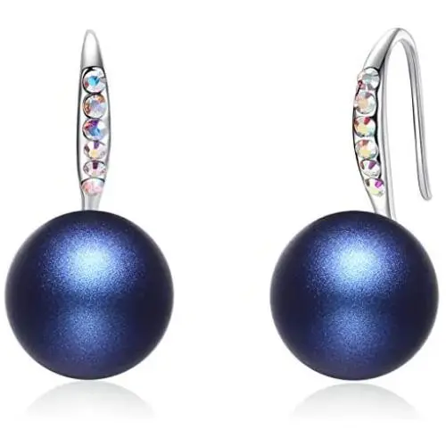 Esottia Drop Earrings Made with Crystal Pearls from Swarovski, Gifts for Women, Multi Color, Silver-Tone