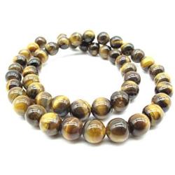 Bracelet Natural Jewelry Stone Agate Smooth Loose Bead Energy Stone Suitable for Jewelry Stone Bracelet Necklace Earrings DIY 8mm (Tiger Eye)