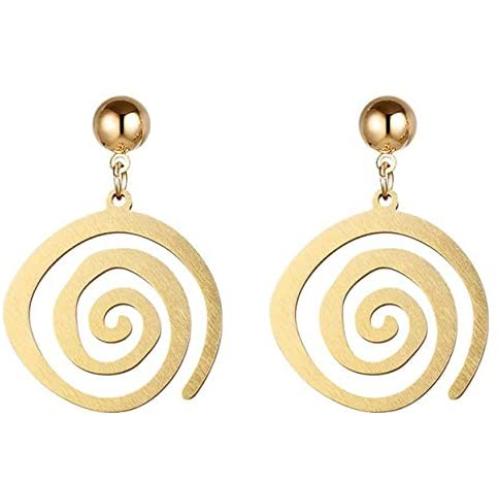 Blazing Autumn Earrings/Gold Spiral Stainless Steel Dangle Drop Earrings Fashion Jewelry