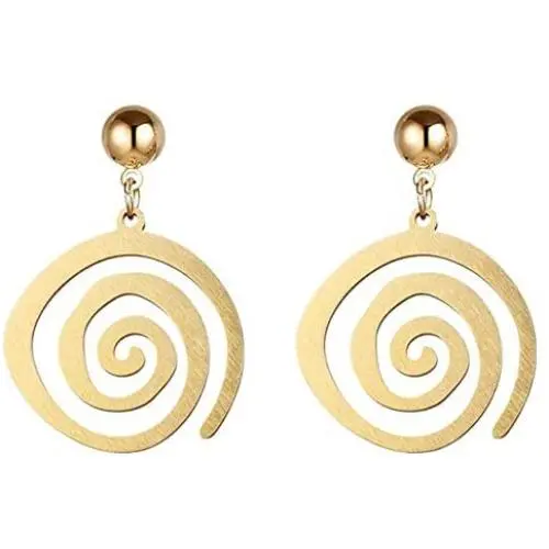 Blazing Autumn Earrings/Gold Spiral Stainless Steel Dangle Drop Earrings Fashion Jewelry