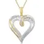 Jewelili 10k Yellow Gold 1/4 cttw White Round Diamond Heart Shape Pendant,18'' Rope Chain Jewelili 10k Yellow Gold 1/4 cttw White Round Diamond Heart Shape Pendant,18'' Rope Chain