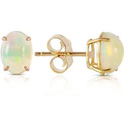 Galaxy Gold 14k Solid Yellow Gold Stud Earrings with Natural Opals 0.90 ctw High Polished Stud Earrings