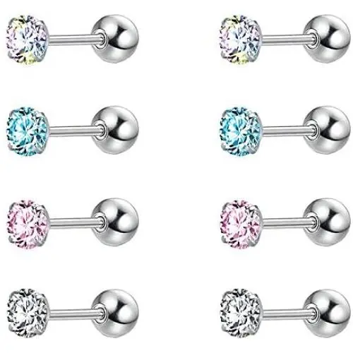 4 Pairs Shiny Cubic Zirconia Surgical Steel Stud Earrings Set for Girls, 20G Cartilage Tragus Helix Conch Piercing Sets for Women 4 Pairs Shiny Cubic Zirconia Surgical Steel Stud Earrings Set for Girls, 20G Cartilage Tragus Helix Conch Piercing Sets for Women