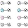 4 Pairs Shiny Cubic Zirconia Surgical Steel Stud Earrings Set for Girls, 20G Cartilage Tragus Helix Conch Piercing Sets for Women