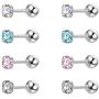 4 Pairs Shiny Cubic Zirconia Surgical Steel Stud Earrings Set for Girls, 20G Cartilage Tragus Helix Conch Piercing Sets for Women