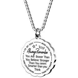 omodofo to My Daughter & Son You are Braver Than You Believe Necklace Heart Pendant Inspirational Gifts for Daugher Son Kids