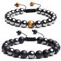 MOOSU Tiger Eye Stone Bracelet Frosted Black Agate Frosted Beads Couple Style Iron Gallstone Bracelet Hand-Woven Jewelry