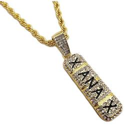 BLINGFACTORY Hip Hop Iced Lab Diamond Xanax Pendant & 4mm 24'' Rope Chain Necklace