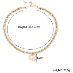 BG BENGAA Dainty Imitation Pearl Heart Necklace-18K Gold Plated Heart Pendant Necklace for Women Girls