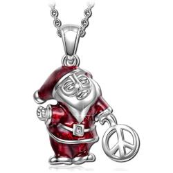 NINAQUEEN Charms Gifts Santa Claus 925 Sterling Silver Pendant Necklace with Peace Sign, Jewelry Gifts for Her Birthday Gift for Women Girl