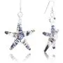 SUVANI Sterling Silver Hand Blown Glass Jewelry Glittery Gold Blue White Starfish Dangle Earrings SUVANI Sterling Silver Hand Blown Glass Jewelry Glittery Gold Blue White Starfish Dangle Earrings