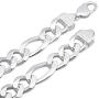 14.7mm Solid .925 Sterling Silver Flat Figaro Chain Necklace