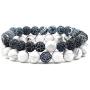 MJartoria Distance Relationship Bracelet Stretch Stone Beads Hers and His Couple Bracelet Energy Healing Stone Crystals Stretch Bracelet for Women Men