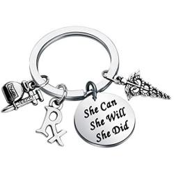 AKTAP RX Pharmacy Gift Pharmacist Keychain She Can She Will She Did Pharmacy Technician Jewelry Pharmacist Graduation Gift