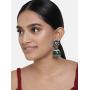 Aheli Intricate Floral Design Crafted Ethnic Wedding Wear Silver Tone Oxidize Enamel Jhumki Dangle Earrings Indian Ethnic Fashion Jewelry for Women