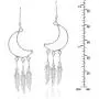 Crescent Moon Outline Chandelier Feathers .925 Sterling Silver Dangle Earrings Crescent Moon Outline Chandelier Feathers .925 Sterling Silver Dangle Earrings