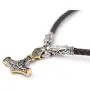 GUNGNEER Thors Hammer Pendant Mixed Gold Color Viking Mjolnir Necklace for Men with Brown Wolf Head Leather Chain, 316L Stainless Steel Bonus 2 Rune Beads GUNGNEER Thors Hammer Pendant Mixed Gold Color Viking Mjolnir Necklace for Men with Brown Wolf Head Leather Chain, 316L Stainless Steel Bonus 2 Rune Beads