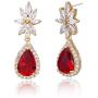Womens Cubic Zirconia Bridal Earrings - Elegant Sterling Silver CZ Wedding Party Prom Earrings for Bride Bridesmaids Crystal Rhinestone Floral Cluster Chandelier Dangle Drop Earrings for Women Girls