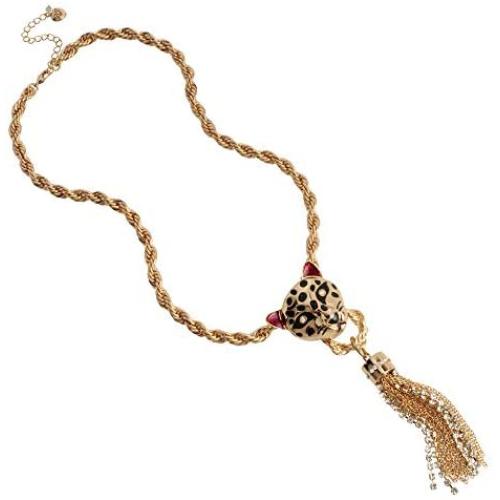 Betsey Johnson Leopard Tassel Pendant Long Necklace