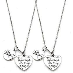 BEAUTY CHARM Silver Pinky Promise Necklaces or Key Chains Set Pinky Swear Always in My Heart