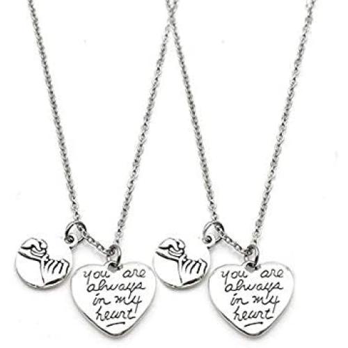 BEAUTY CHARM Silver Pinky Promise Necklaces or Key Chains Set Pinky Swear Always in My Heart