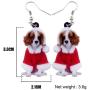 NEWEI Acrylic Cute Christmas Cavalier King Charles Spaniel Dog Earrings Dangle Drop for Women Girls Gift Charms Fashion Jewelry