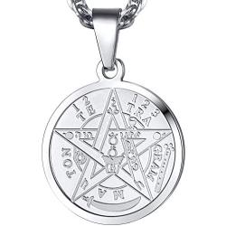 PROSTEEL Tetragrammaton Pentacle Necklace, Customize Available, Eliphas Levis Pentagram Protection, Amulet Wiccan, Magical,The Ancient Power Name of God