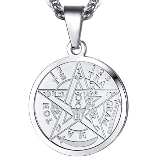 PROSTEEL Tetragrammaton Pentacle Necklace, Customize Available, Eliphas Levis Pentagram Protection, Amulet Wiccan, Magical,The Ancient Power Name of God