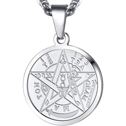 PROSTEEL Tetragrammaton Pentacle Necklace, Customize Available, Eliphas Levis Pentagram Protection, Amulet Wiccan, Magical,The Ancient Power Name of God