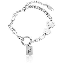 DVE Fashion Chain Bracelet, Hollow Out Heart Pendant Silver Plated Chain Bracelets for Women, Nickel-Free, Hypoallergenic