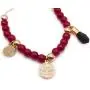 LESLIE BOULES Saint Benedict Red Wine Glass Beads Bracelet Adjustable Genuine Azabache & Blue Evil Eye Protection Jewelry LESLIE BOULES Saint Benedict Red Wine Glass Beads Bracelet Adjustable Genuine Azabache & Blue Evil Eye Protection Jewelry