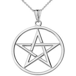 Elegant Sterling Silver Pentagram Charm Pendant Necklace