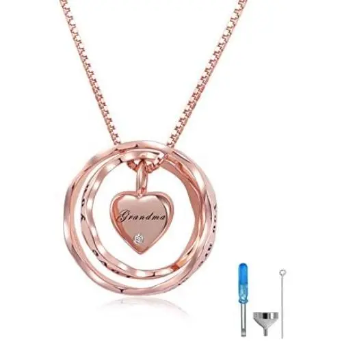 oGoodsunj S925 Sterling Silver Cremation Jewelry Urn Pendant Necklace Ashes Keepsake Necklaces for Women - You are Always in My Heart I Love You Forever