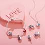 NINGAN “I Love You” Heart Pendant Love Charm 925 Sterling Silver Dangle Charms Compatible with Major European Bracelets & Necklaces
