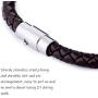LOLIAS 3Pcs Stainless Steel Braided Leather Bracelet for Men Women Leather Wrist Band Cuff Bangle Bracelet Magnetic Clasp 7.5-8.5 inches